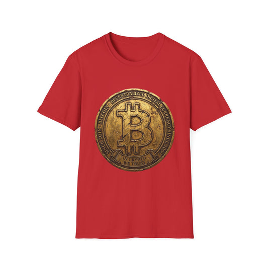 Bitcoin Coin Graphic T-Shirt — Vintage Gold Crypto Tee for Bitcoin Fans