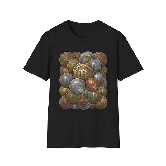 21M Club Coins Stack T-Shirt — Bitcoin & Altcoin Vintage Coins Tee