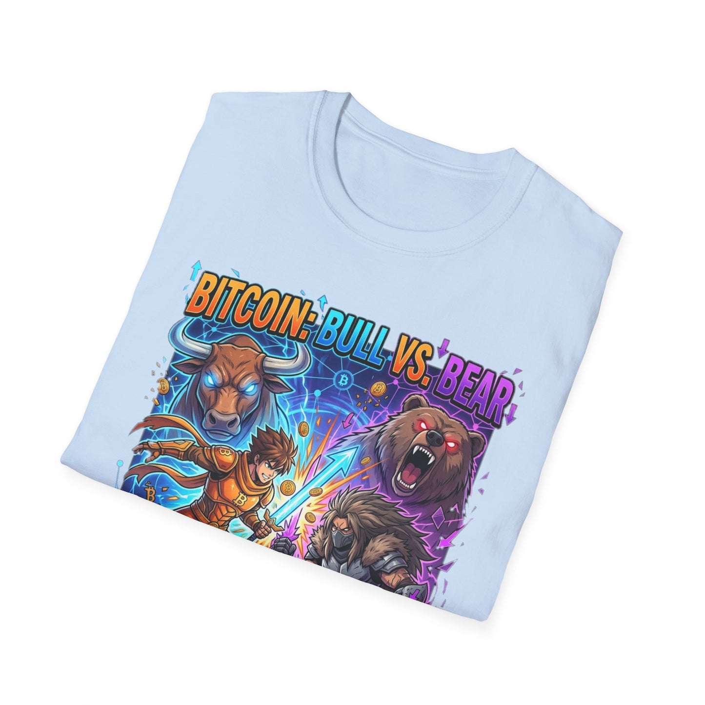 Bitcoin Bull vs Bear T-Shirt - 'The Decentralized Battle' Crypto Graphic Tee