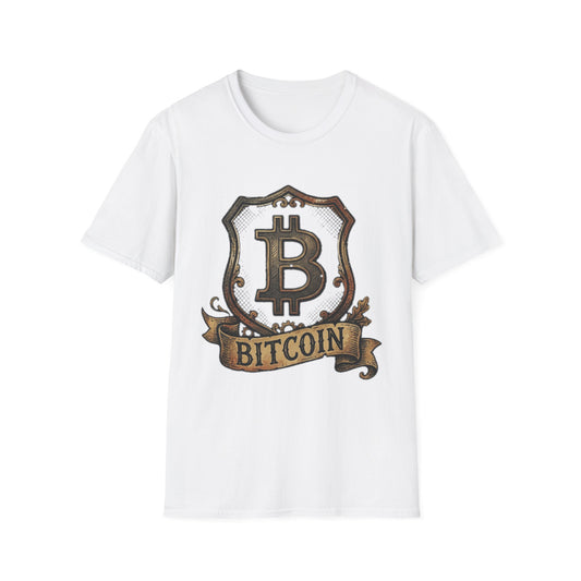 Bitcoin Crest T-Shirt — Vintage Cryptocurrency Emblem Tee