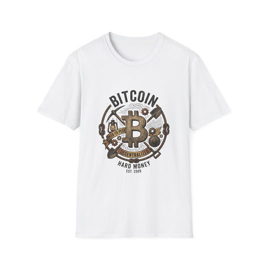 Bitcoin Hard Money T-Shirt — Vintage Crypto Mining Design