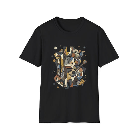 Abstract Geometric Bitcoin T-Shirt — Retro Music Art Tee
