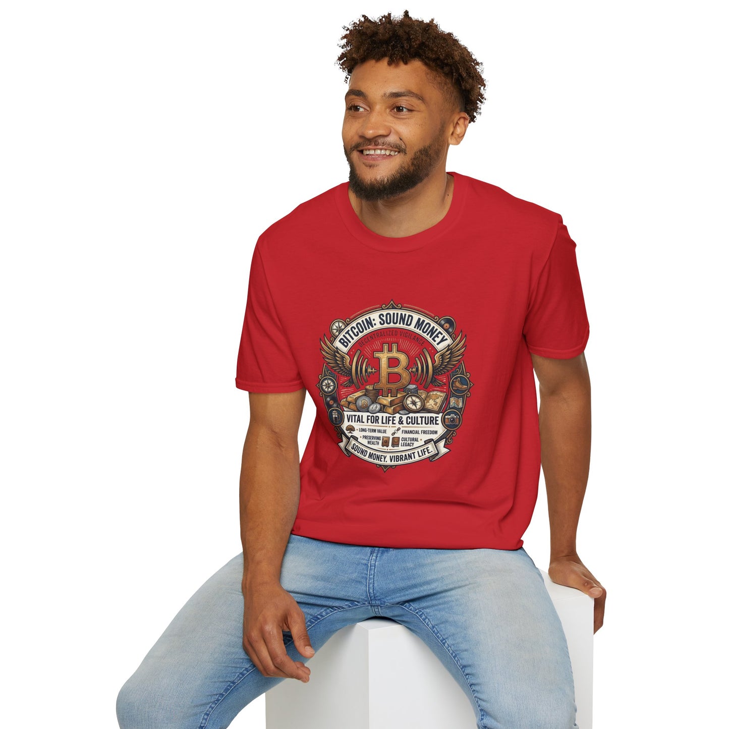 Bitcoin Emblem T-Shirt — "Bitcoin: Sound Money" Vintage Crypto Crest Tee