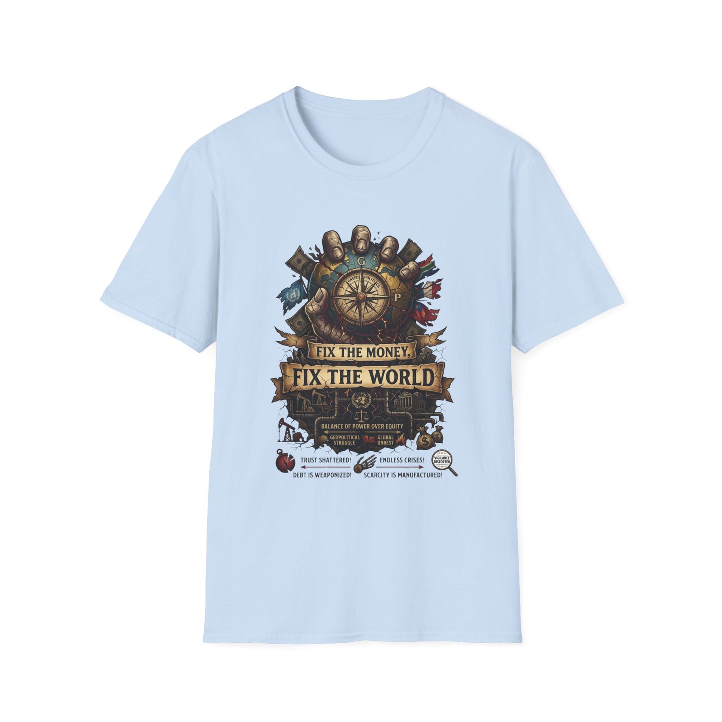 Bitcoin Is The Answer T-Shirt — "Fix The Money, Fix The World" Compass Graphic Tee