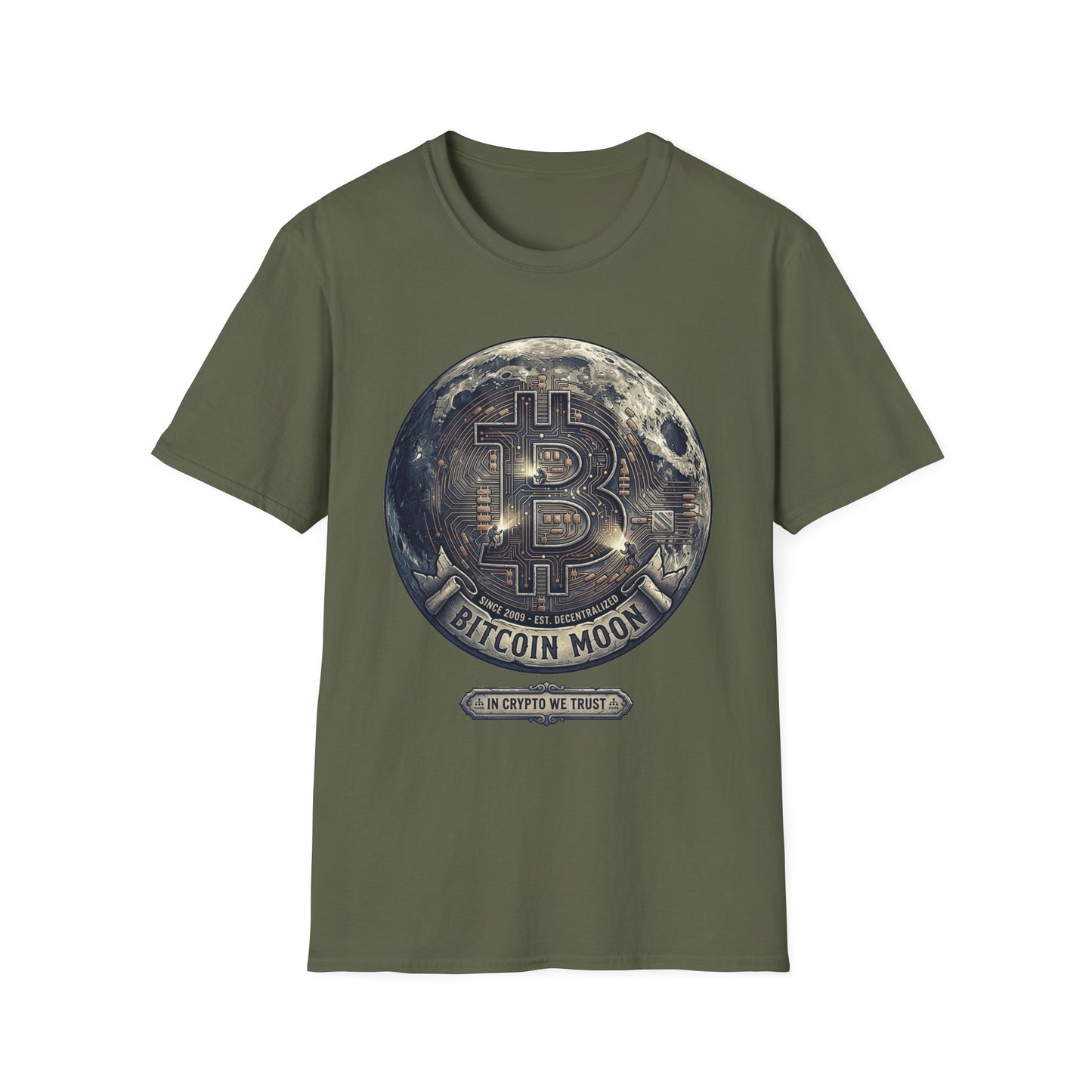 Bitcoin Moon Graphic T-Shirt — “In Crypto We Trust” Crypto Enthusiast Tee