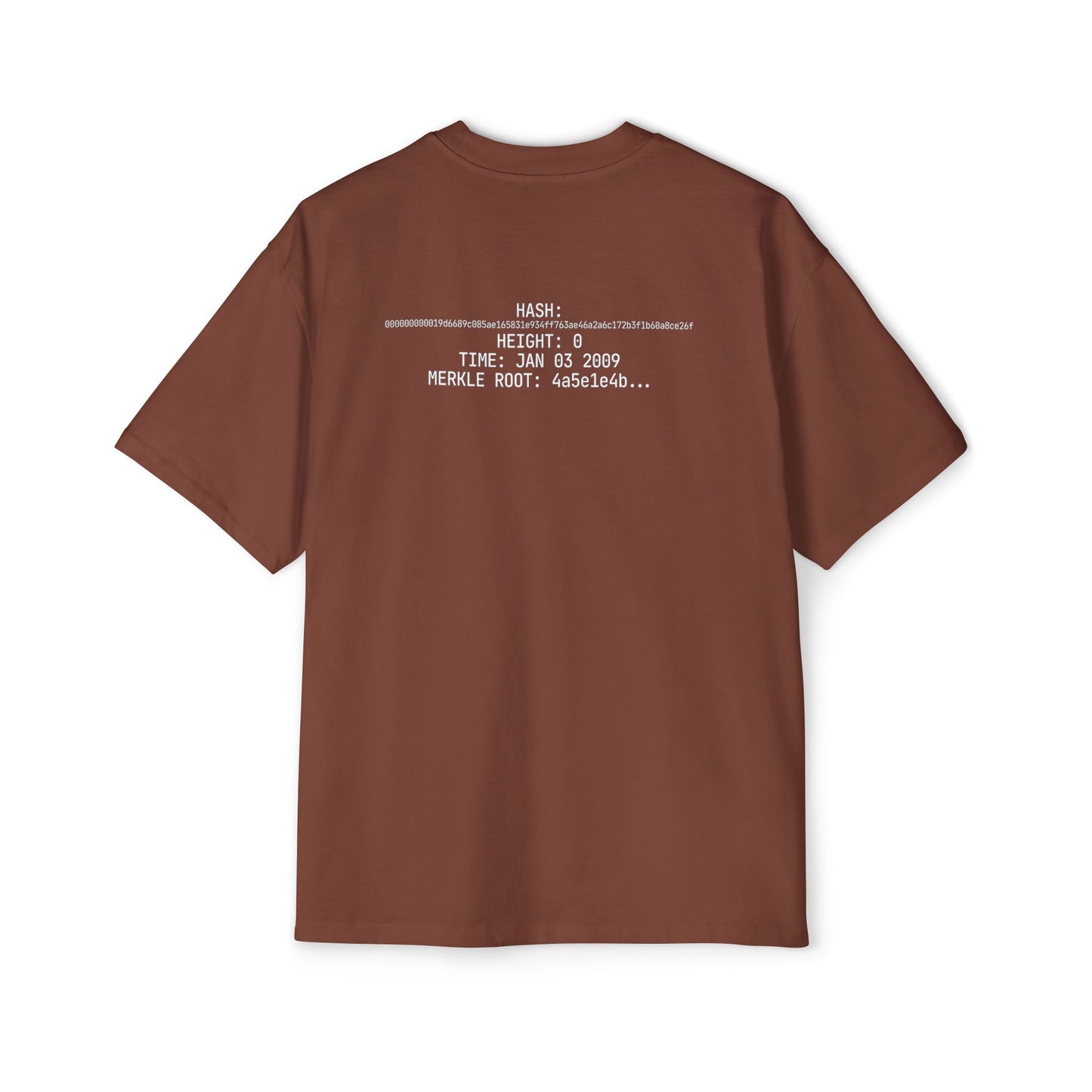 Bitcoin Genesis Block Tee — Coordinates Back & SHA-256 Front
