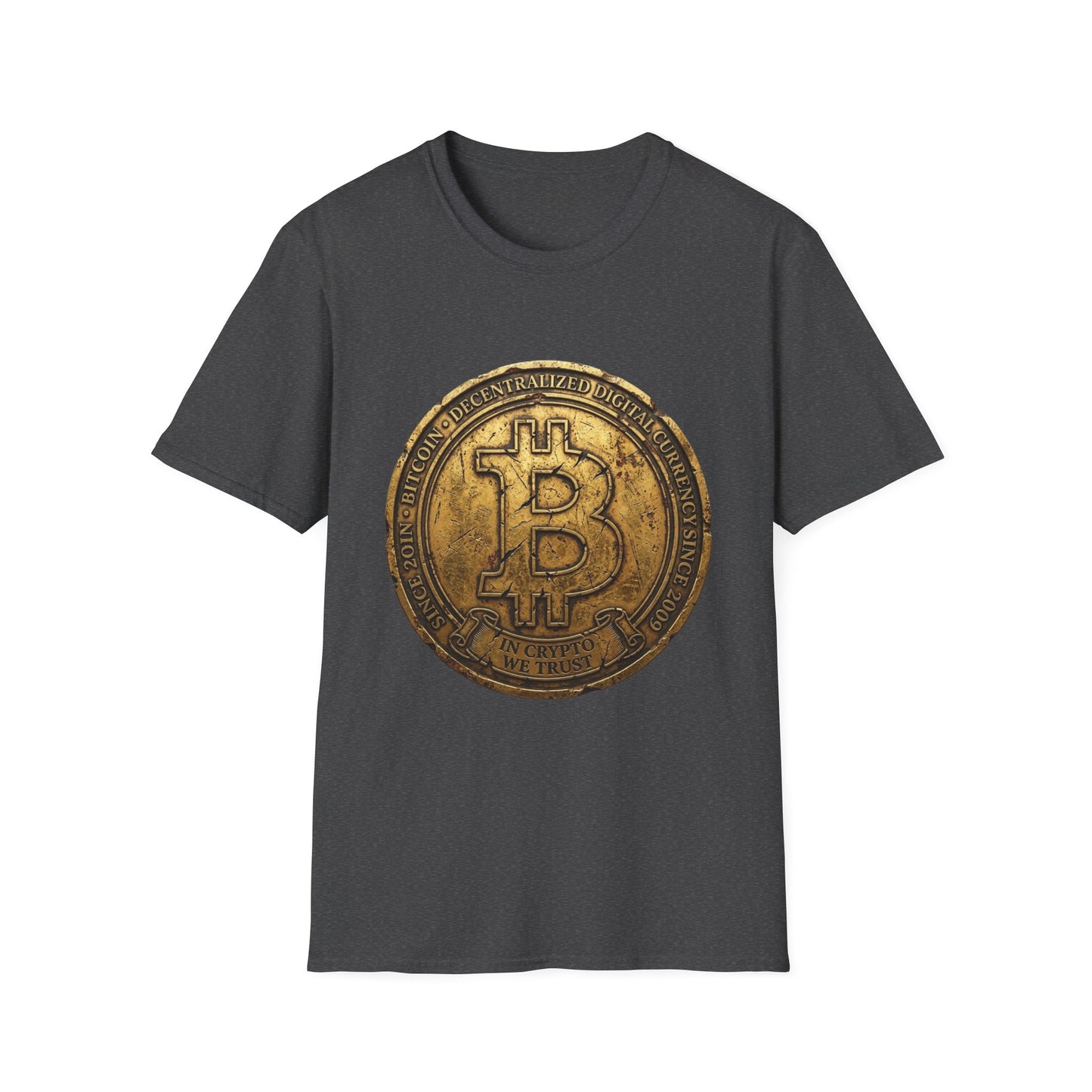 Bitcoin Coin Graphic T-Shirt — Vintage Gold Crypto Tee for Bitcoin Fans