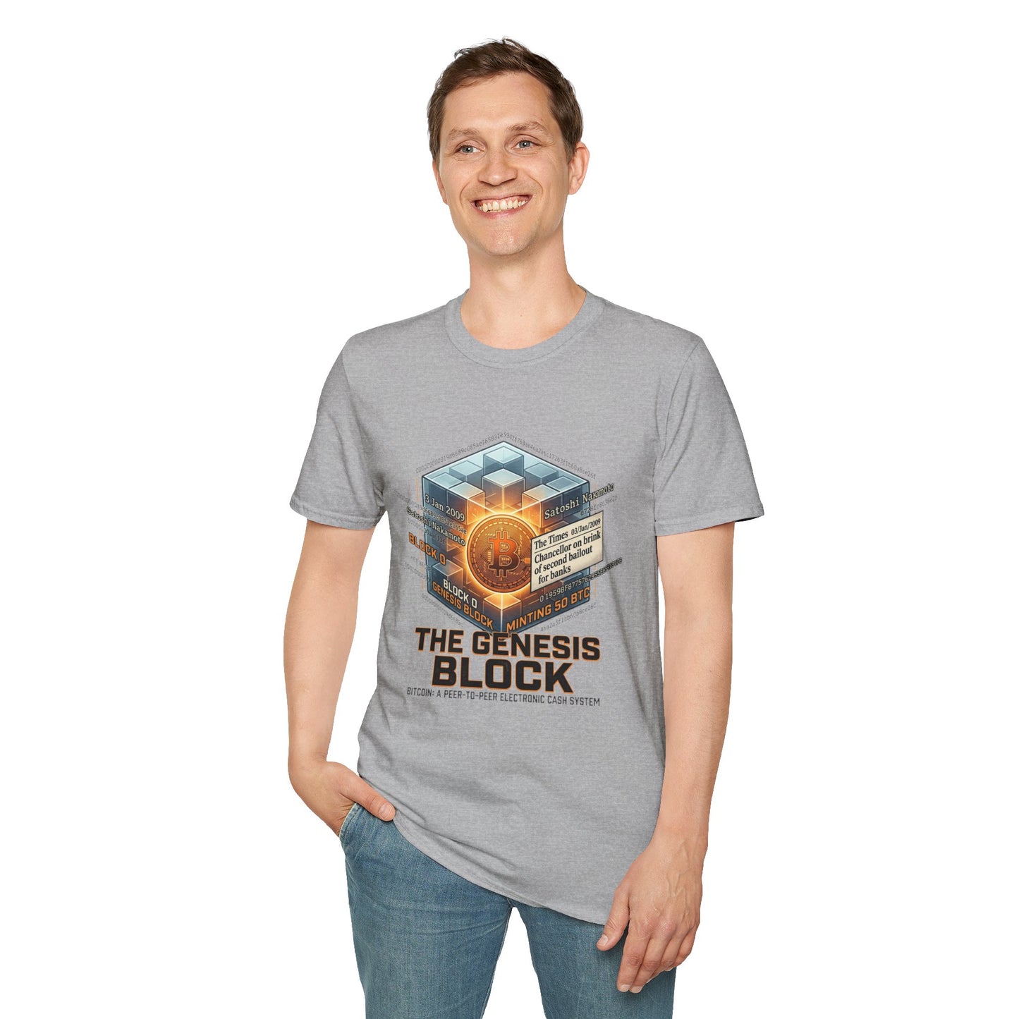 T-Shirt — The Genesis Block Bitcoin Graphic Tee (Cryptocurrency Miner Design)