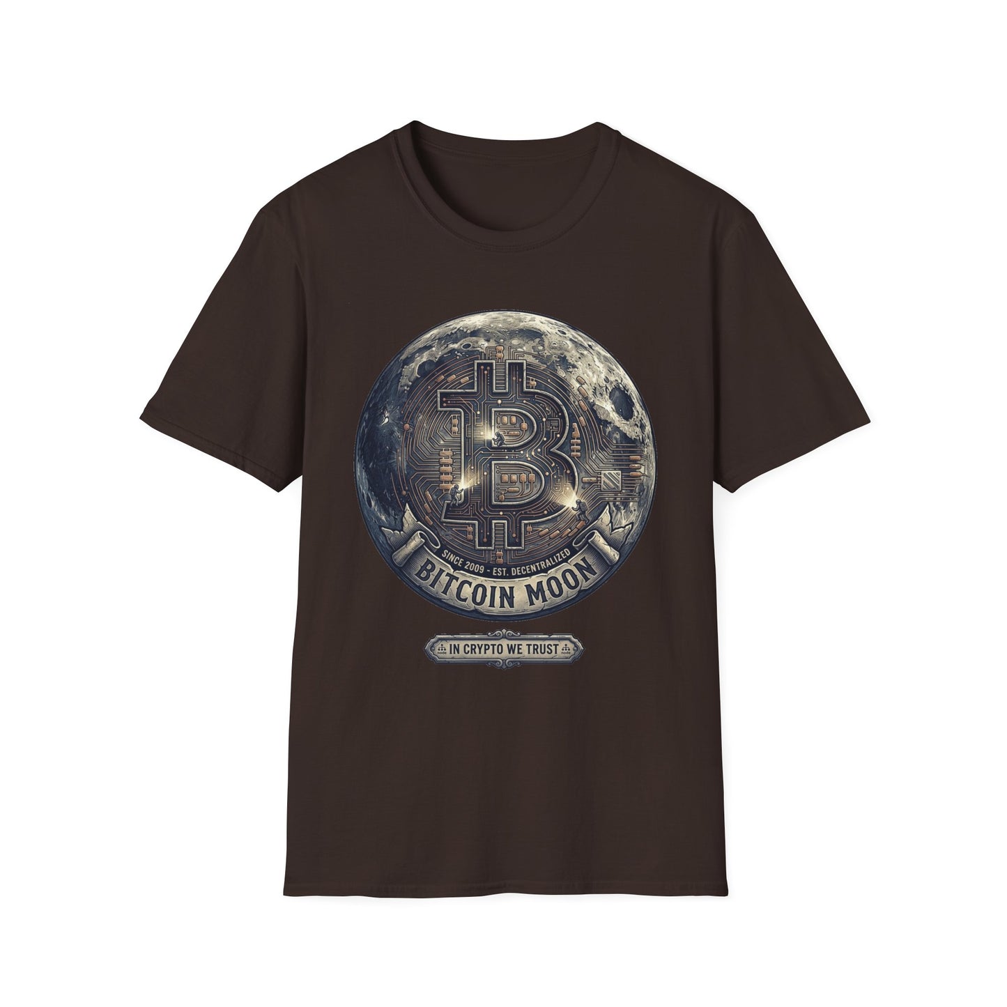 Bitcoin Moon Graphic T-Shirt — “In Crypto We Trust” Crypto Enthusiast Tee