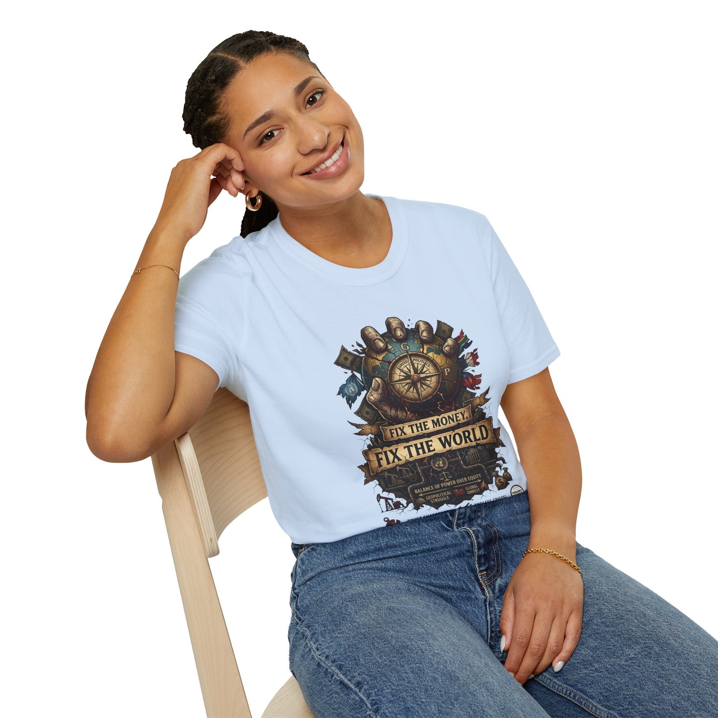 Bitcoin Is The Answer T-Shirt — "Fix The Money, Fix The World" Compass Graphic Tee