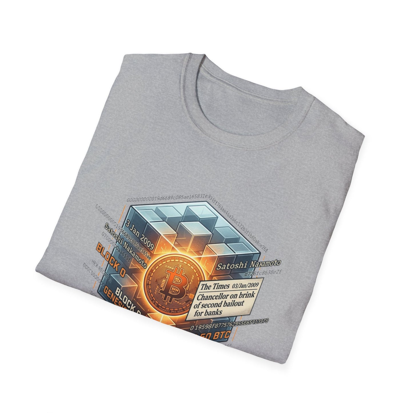 T-Shirt — The Genesis Block Bitcoin Graphic Tee (Cryptocurrency Miner Design)