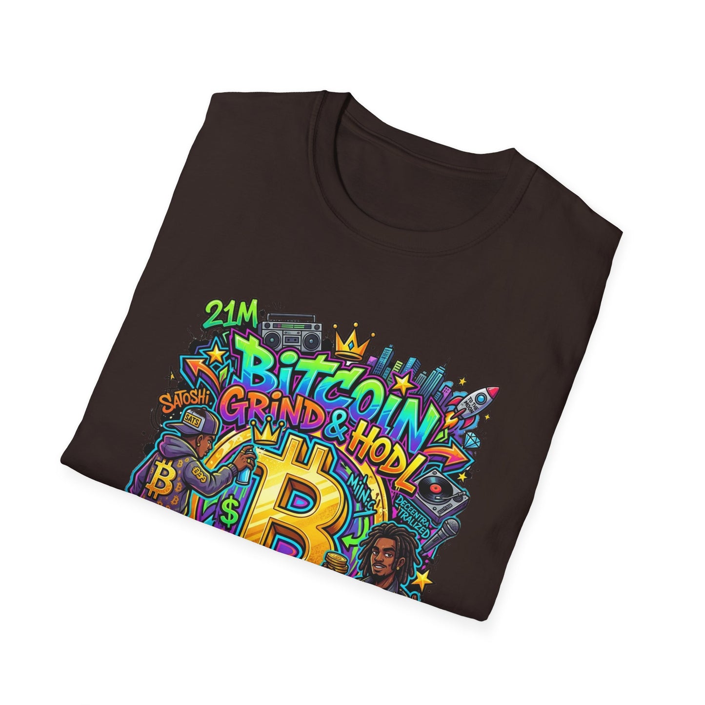 Bitcoin Grind & HODL T-Shirt — Crypto Currency Street Art Tee