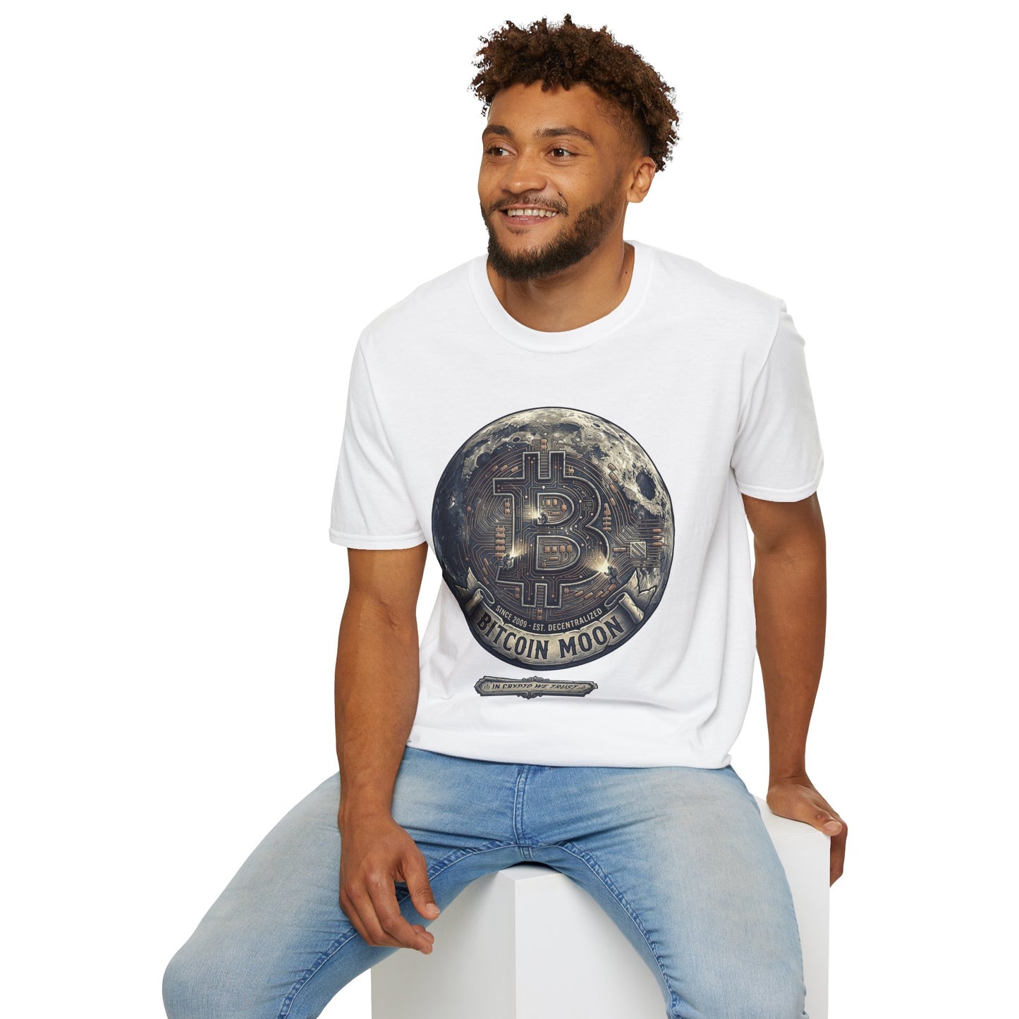 Bitcoin Moon Graphic T-Shirt — “In Crypto We Trust” Crypto Enthusiast Tee
