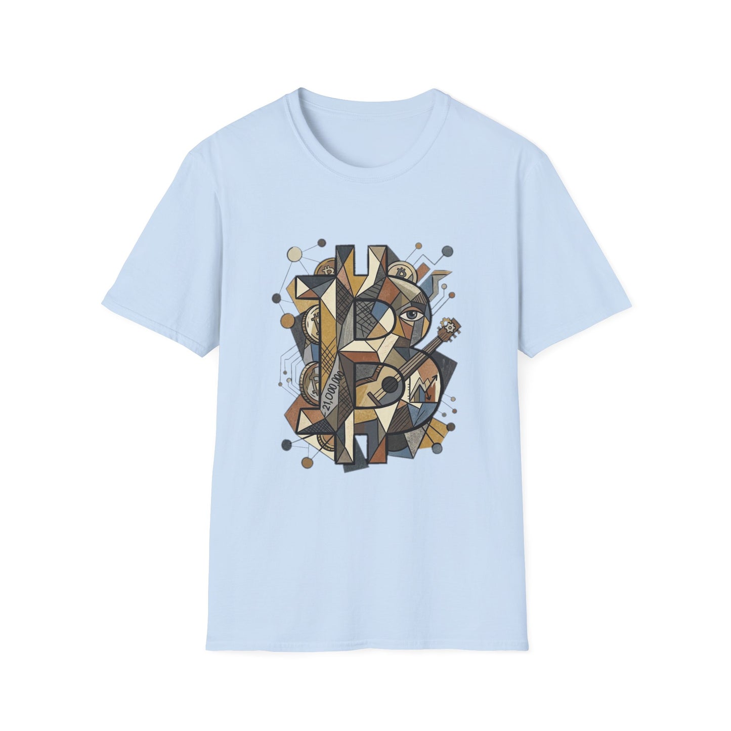 Abstract Geometric Bitcoin T-Shirt — Retro Music Art Tee