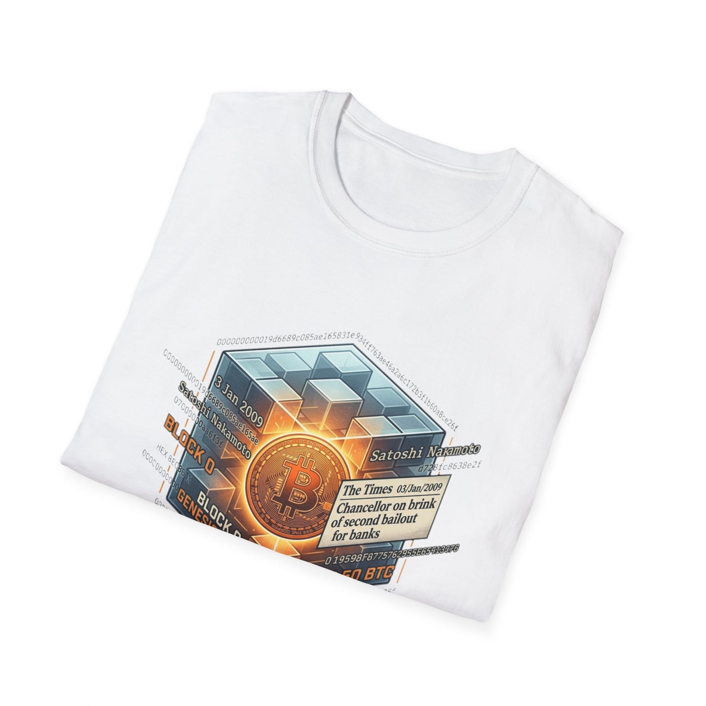 T-Shirt — The Genesis Block Bitcoin Graphic Tee (Cryptocurrency Miner Design)