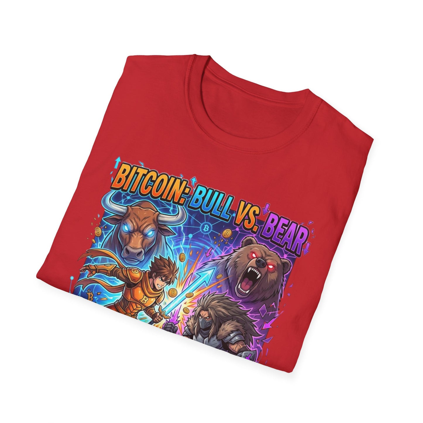 Bitcoin Bull vs Bear T-Shirt - 'The Decentralized Battle' Crypto Graphic Tee
