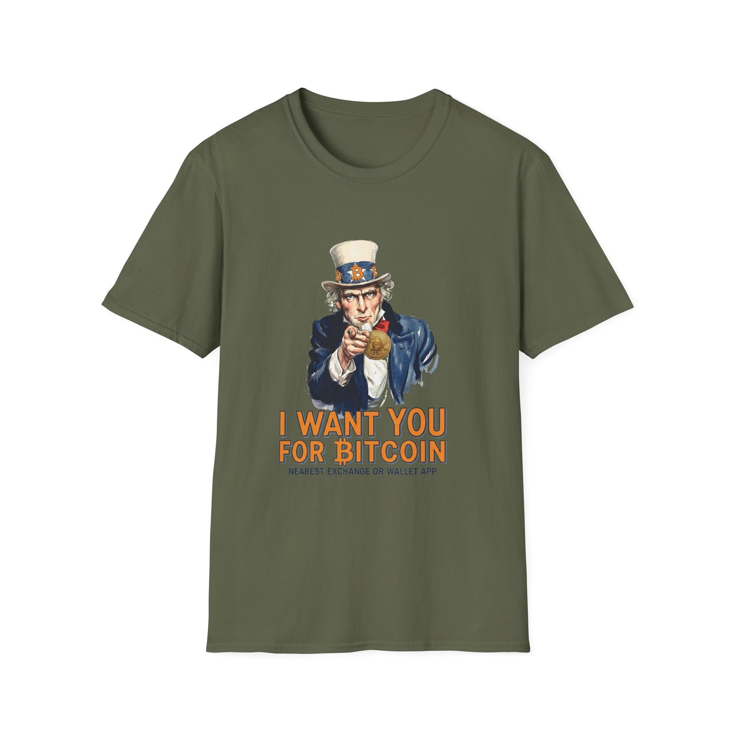 Bitcoin Uncle Sam T-Shirt — "I Want You for Bitcoin" Patriotic Crypto Tee