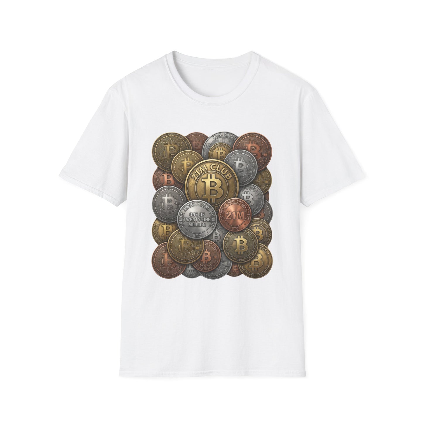 21M Club Coins Stack T-Shirt — Bitcoin & Altcoin Vintage Coins Tee