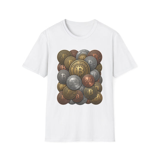 21M Club Coins Stack T-Shirt — Bitcoin & Altcoin Vintage Coins Tee