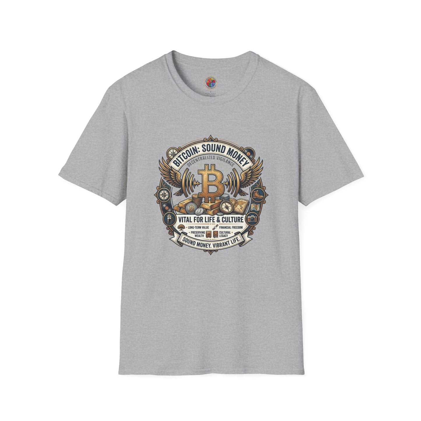 Bitcoin Emblem T-Shirt — "Bitcoin: Sound Money" Vintage Crypto Crest Tee