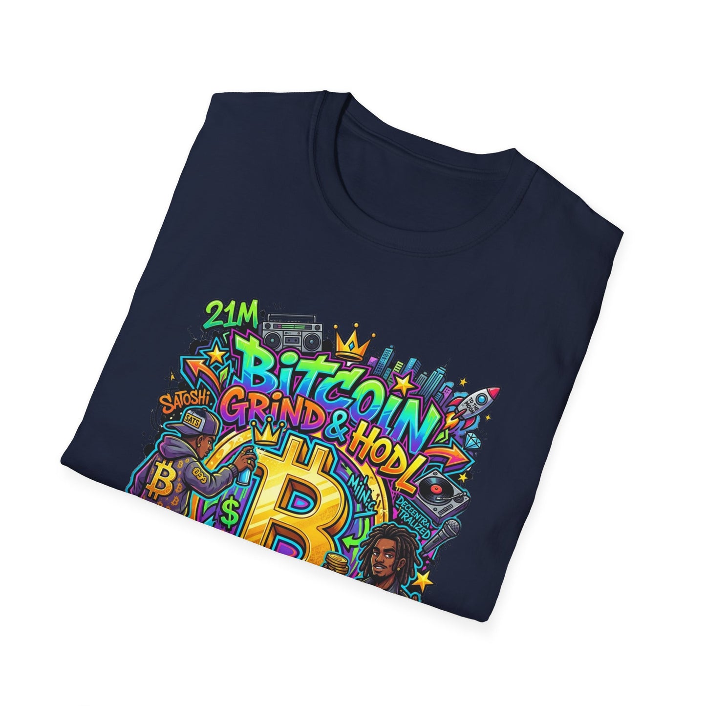 Bitcoin Grind & HODL T-Shirt — Crypto Currency Street Art Tee