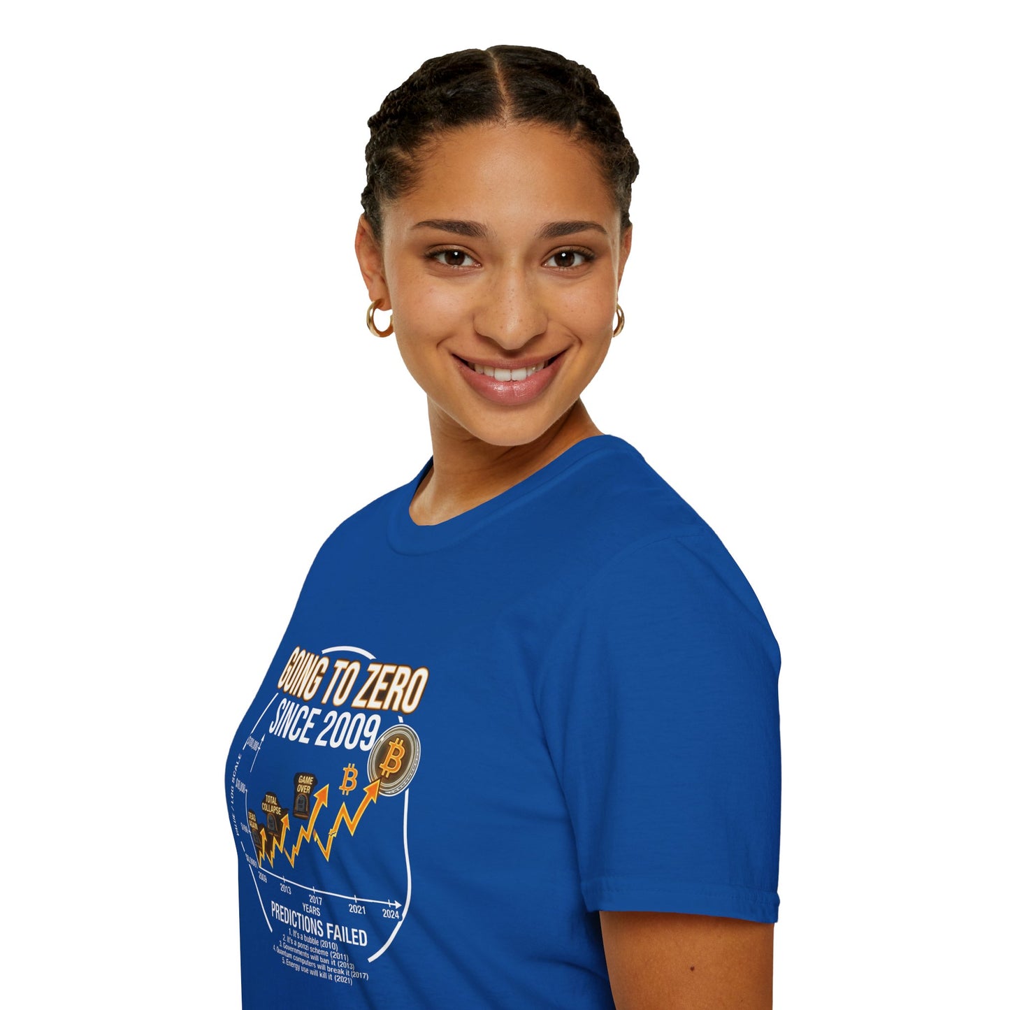 Bitcoin Price Chart T-Shirt — "Going to Zero Since 2009" Crypto Humor Tee