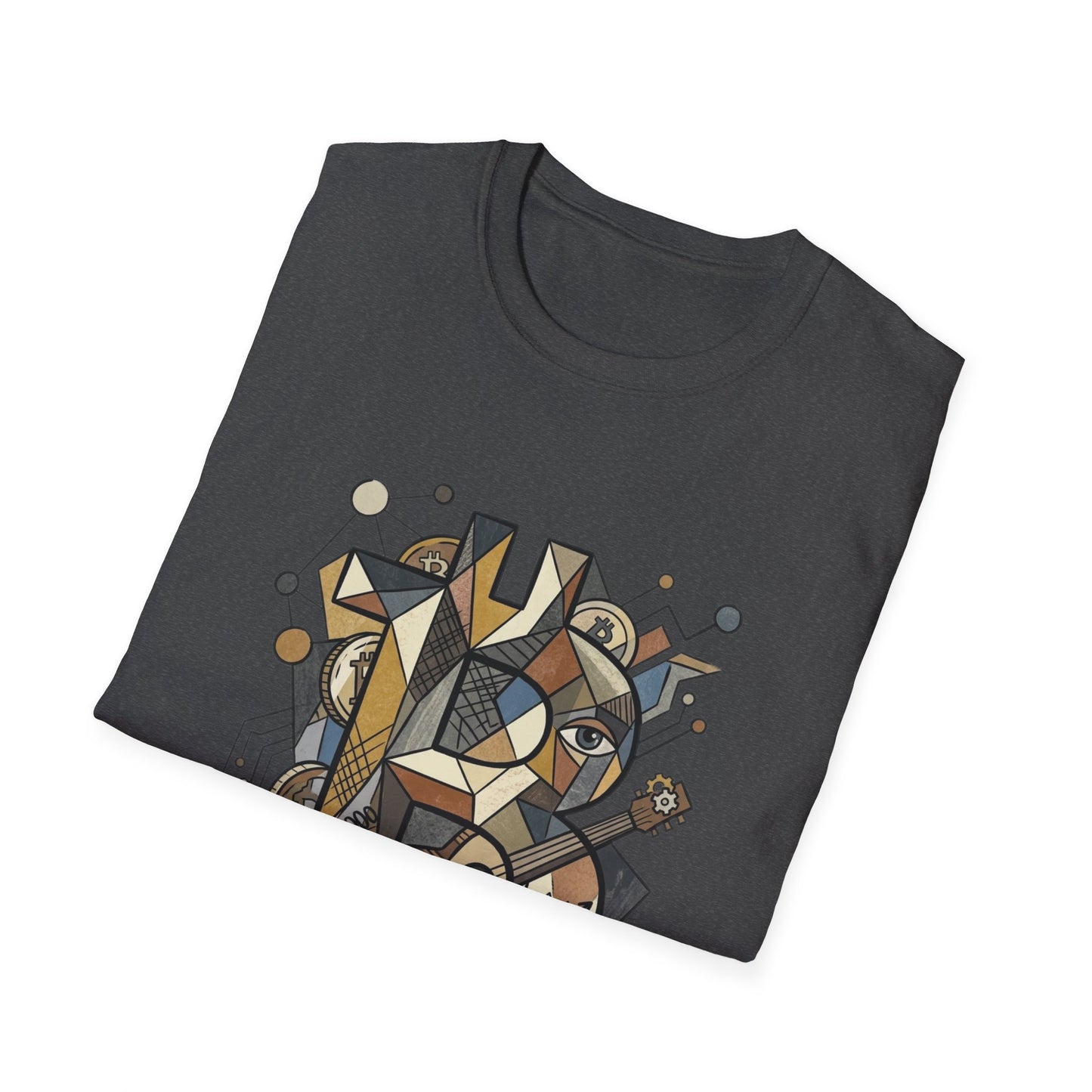 Abstract Geometric Bitcoin T-Shirt — Retro Music Art Tee