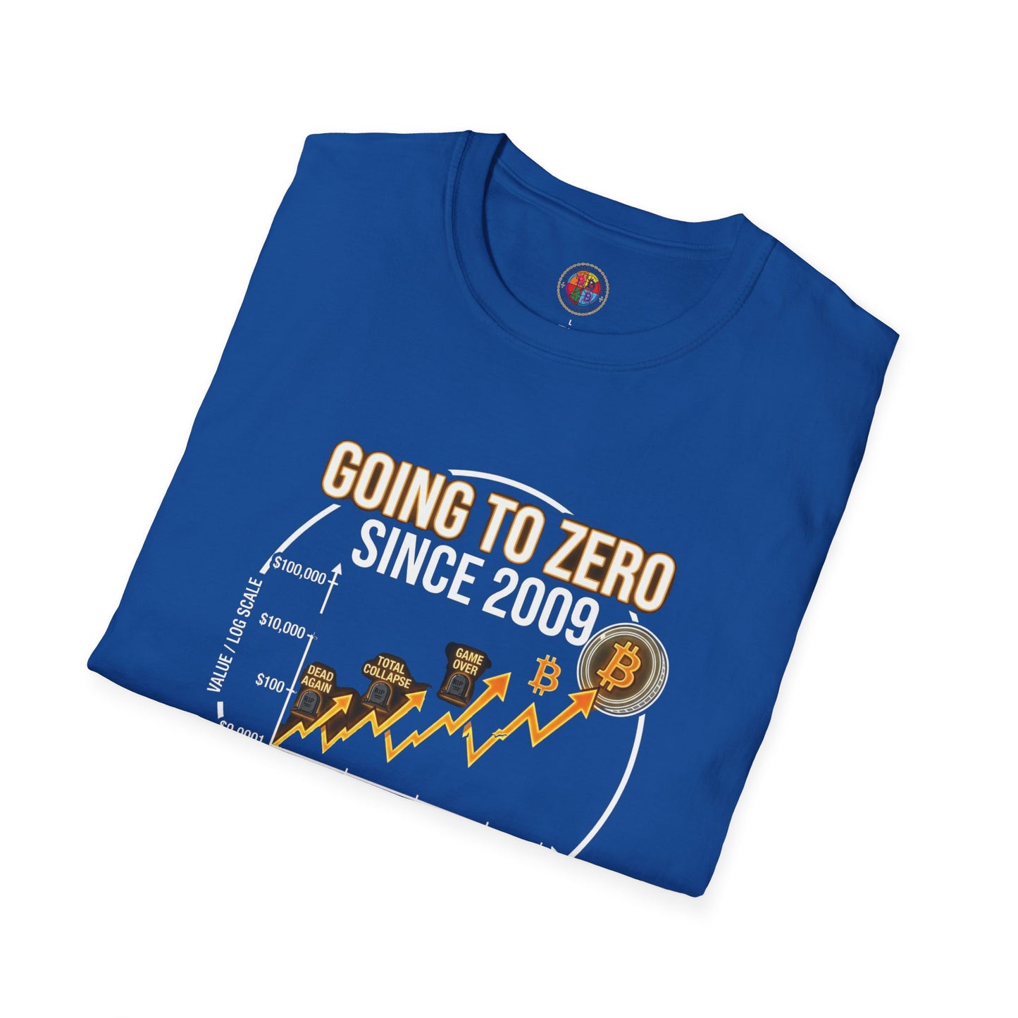 Bitcoin Price Chart T-Shirt — "Going to Zero Since 2009" Crypto Humor Tee