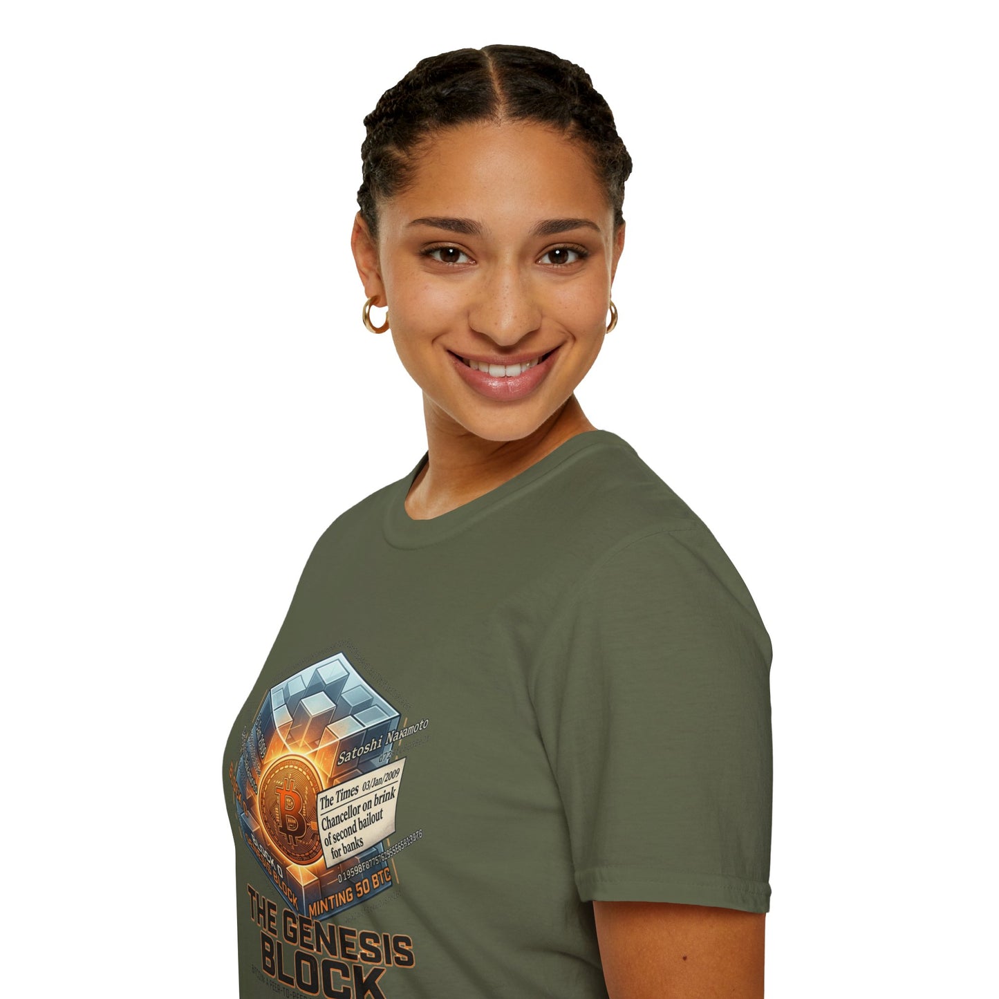 T-Shirt — The Genesis Block Bitcoin Graphic Tee (Cryptocurrency Miner Design)