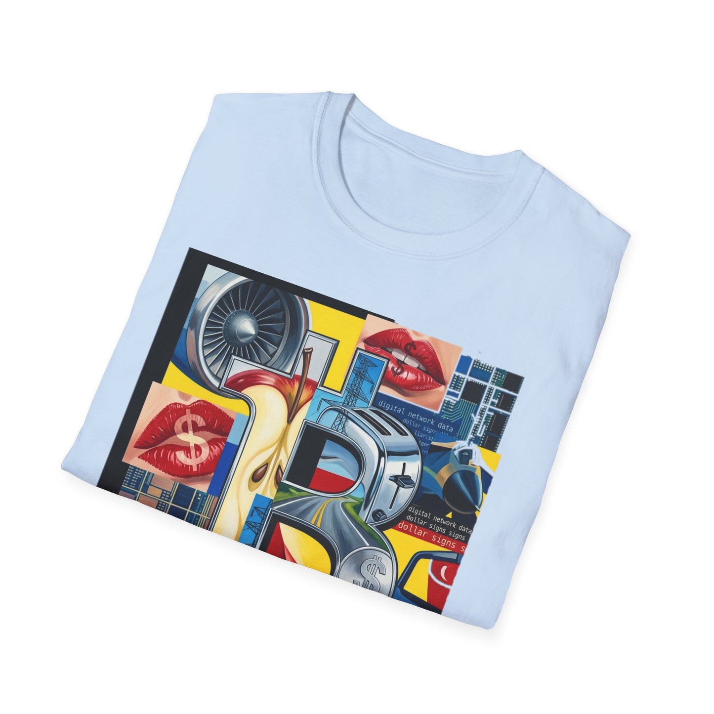 Retro Pop Art 'Ride' Graphic T-Shirt — Vintage Collage Motorcycle & Lips Design