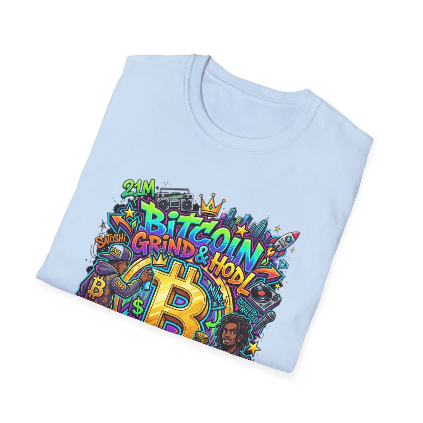 Bitcoin Grind & HODL T-Shirt — Crypto Currency Street Art Tee
