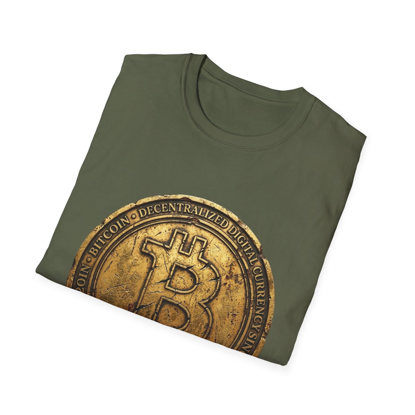 Bitcoin Coin Graphic T-Shirt — Vintage Gold Crypto Tee for Bitcoin Fans