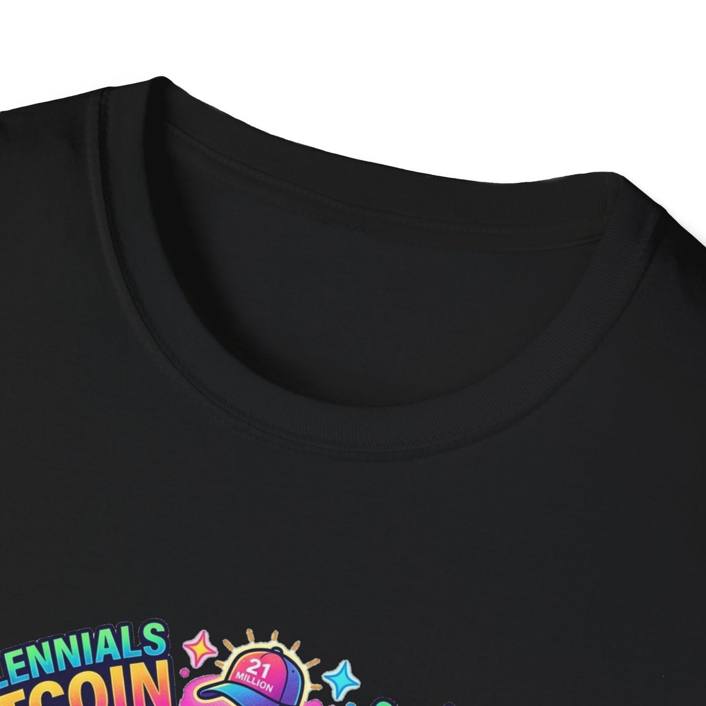Bitcoin Millennial Crypto Crew T‑Shirt — Colorful Crypto Mining Graphic Tee