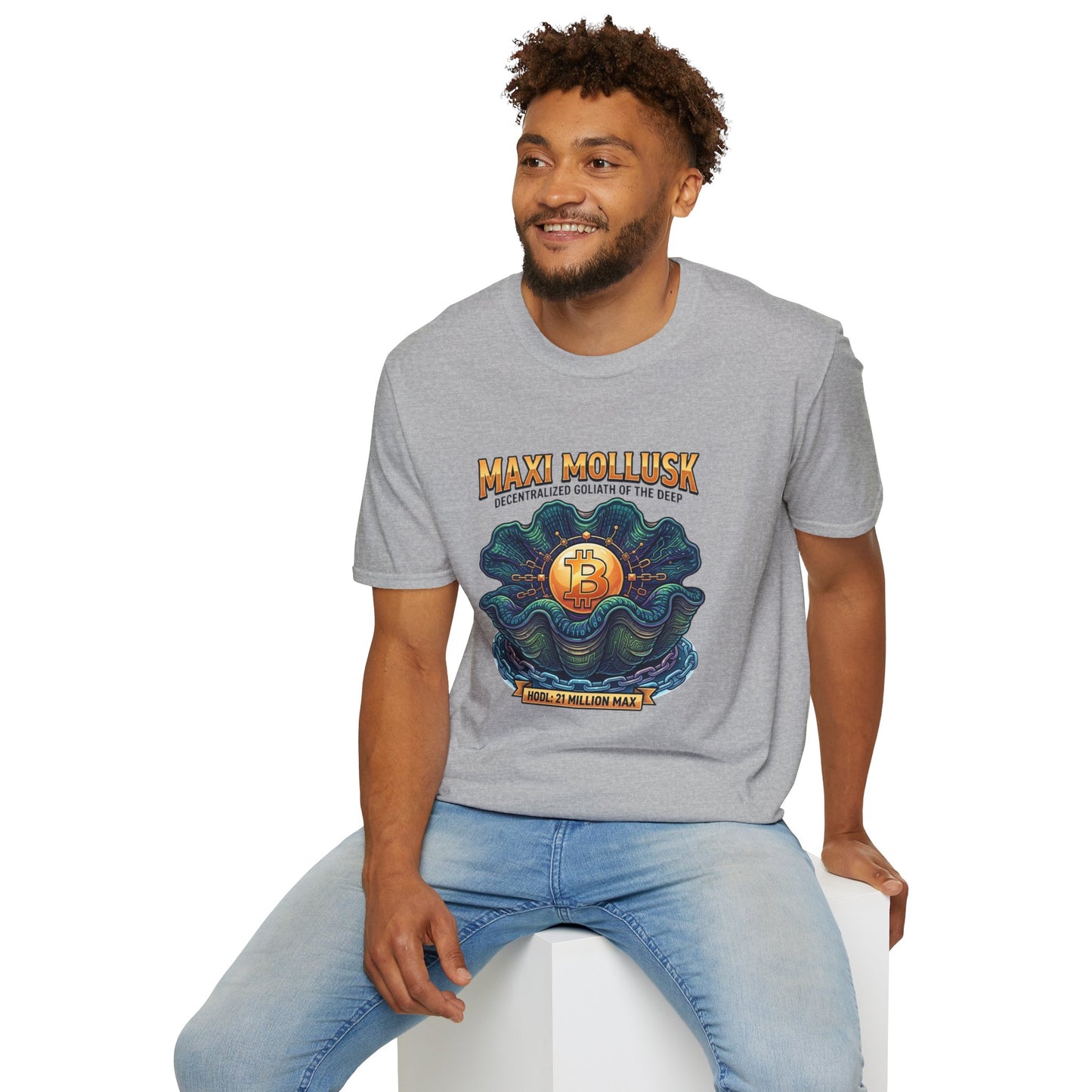 Bitcoin Pearl T-Shirt — "Maxi Mollusk" Crypto Art Tee