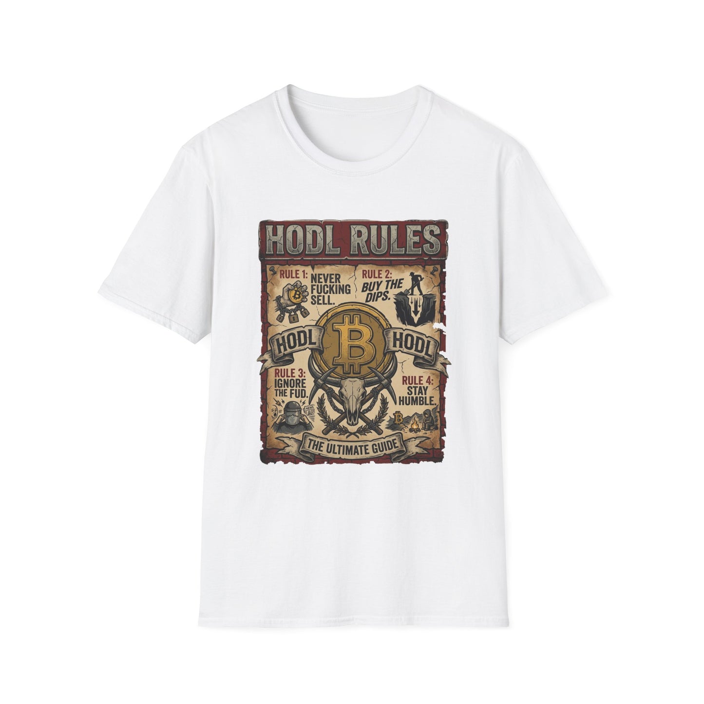 HODL Rules Bitcoin T-Shirt — Crypto Hodler Poster Graphic Tee