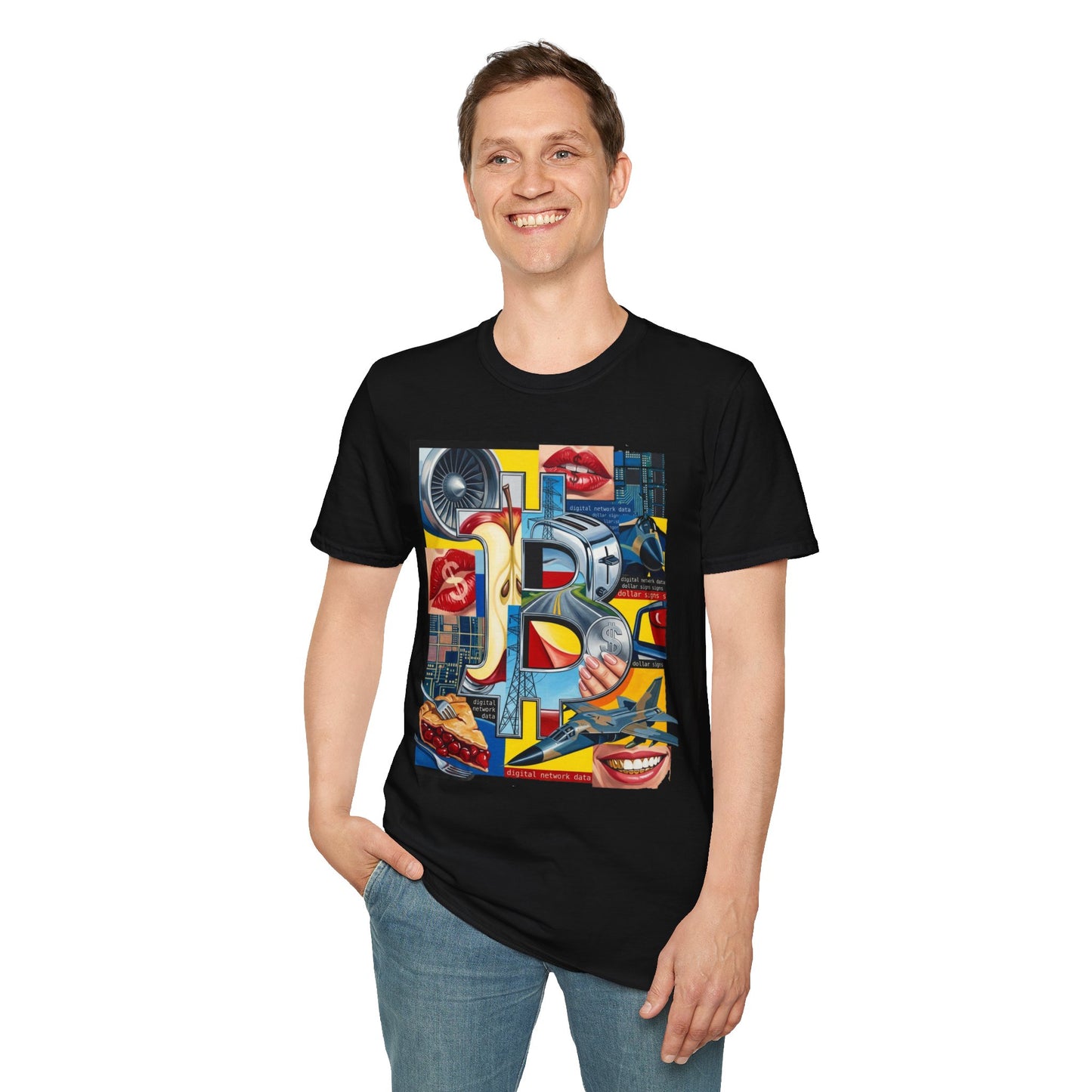 Retro Pop Art 'Ride' Graphic T-Shirt — Vintage Collage Motorcycle & Lips Design
