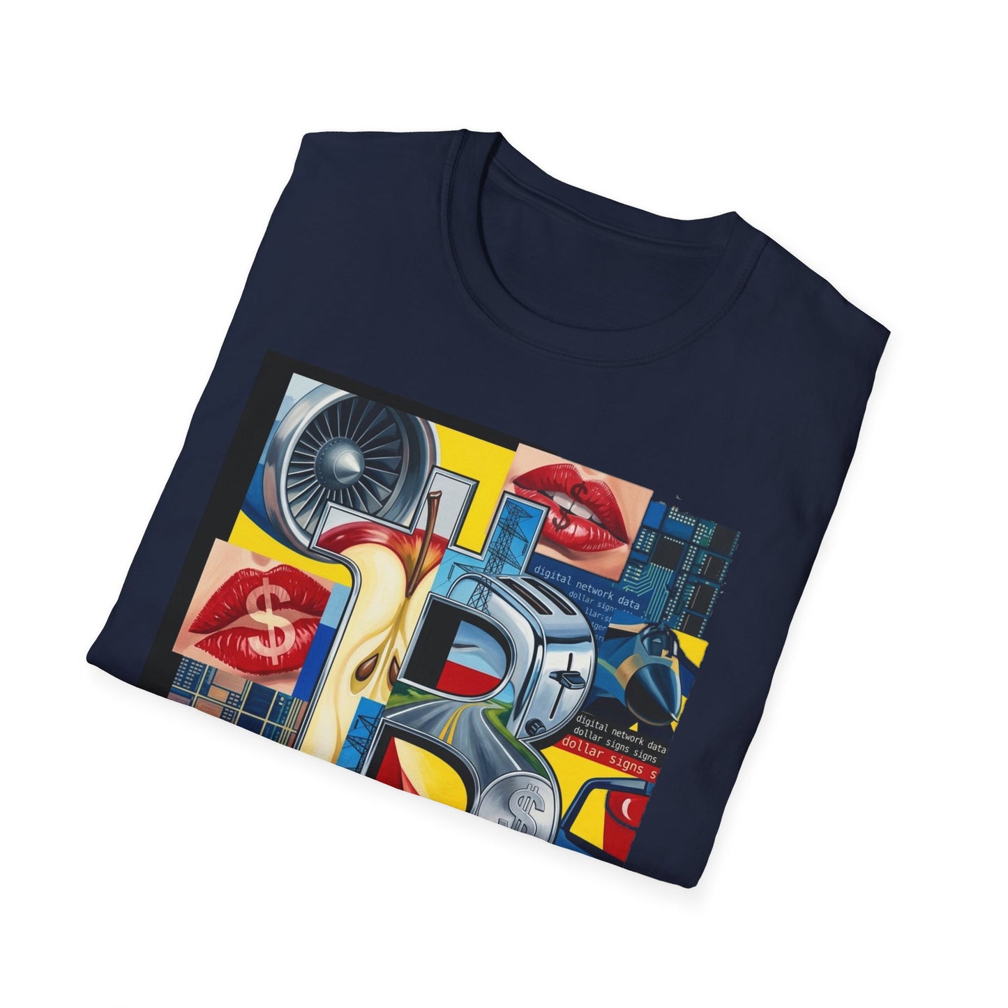 Retro Pop Art 'Ride' Graphic T-Shirt — Vintage Collage Motorcycle & Lips Design