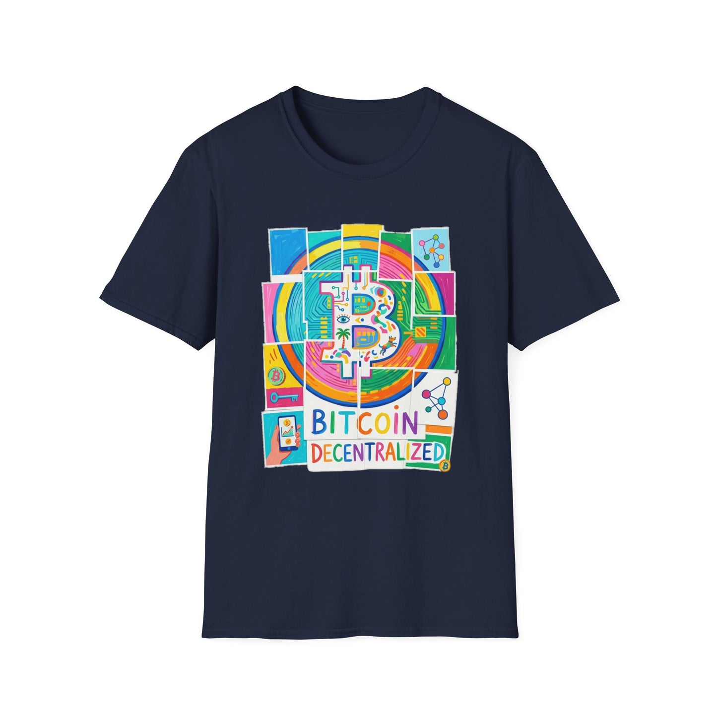Bitcoin Decentralized Graphic T-Shirt — Colorful Crypto Logo Tee