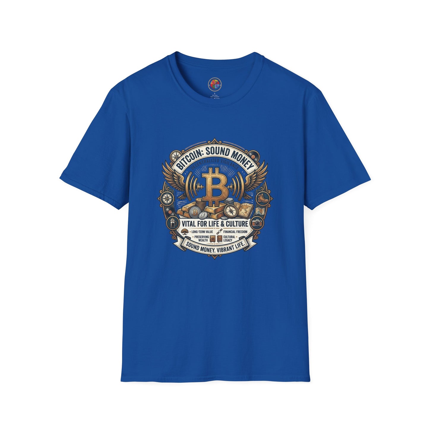 Bitcoin Emblem T-Shirt — "Bitcoin: Sound Money" Vintage Crypto Crest Tee