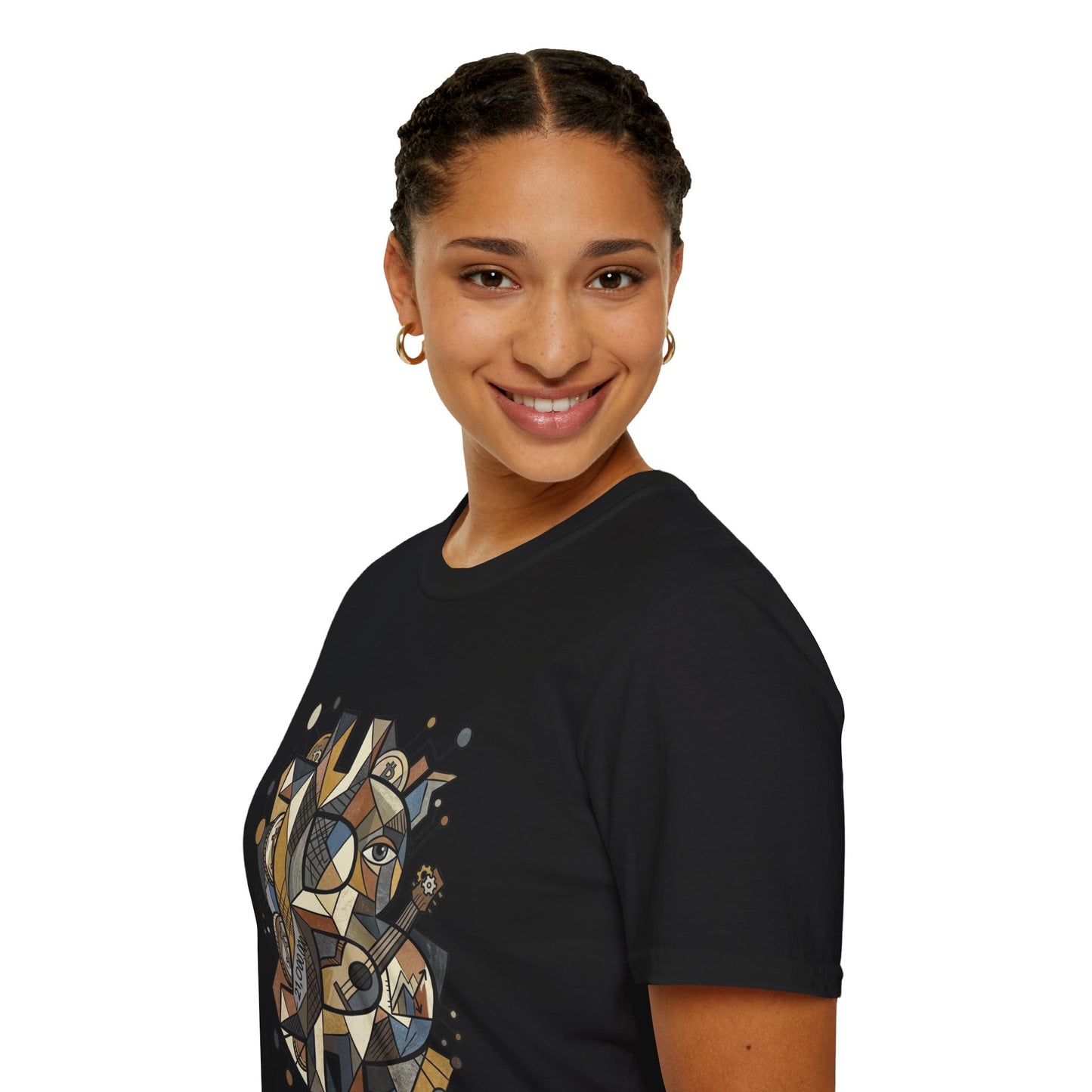 Abstract Geometric Bitcoin T-Shirt — Retro Music Art Tee