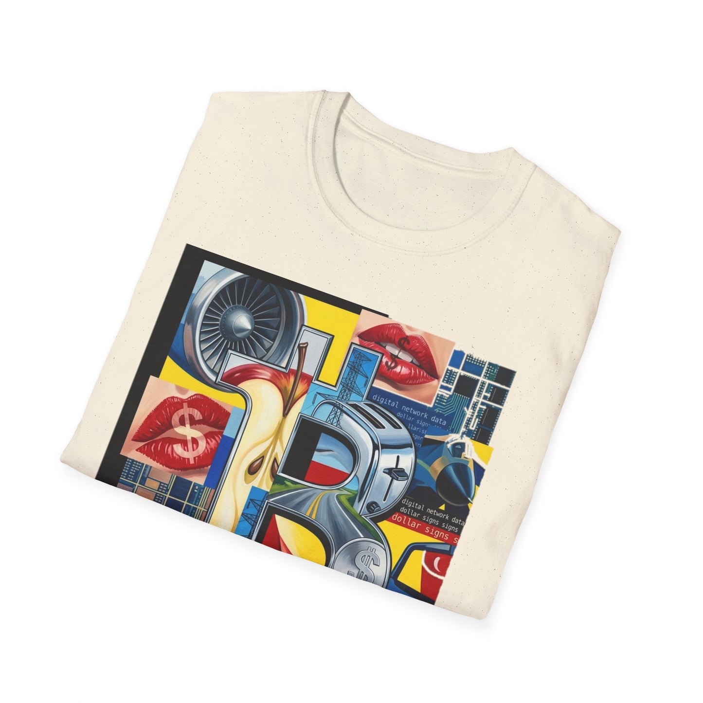 Retro Pop Art 'Ride' Graphic T-Shirt — Vintage Collage Motorcycle & Lips Design
