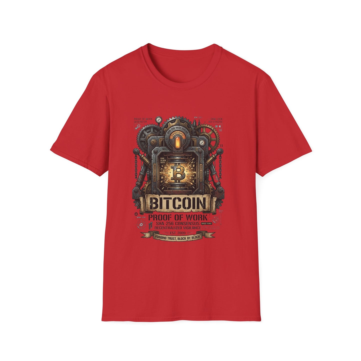 Bitcoin Proof of Work T-Shirt — Steampunk Crypto Miner Tee
