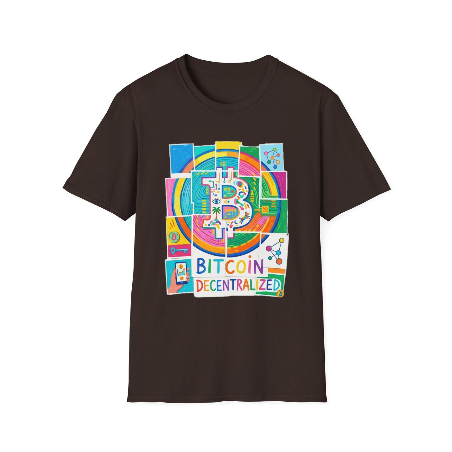 Bitcoin Decentralized Graphic T-Shirt — Colorful Crypto Logo Tee