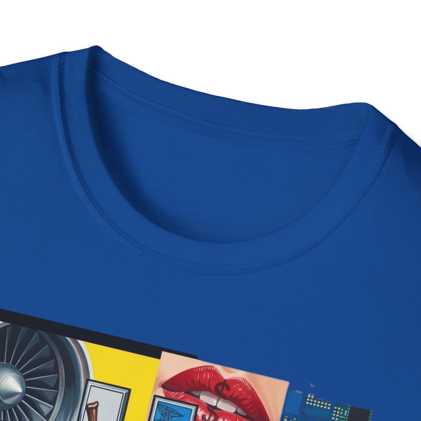 Retro Pop Art 'Ride' Graphic T-Shirt — Vintage Collage Motorcycle & Lips Design