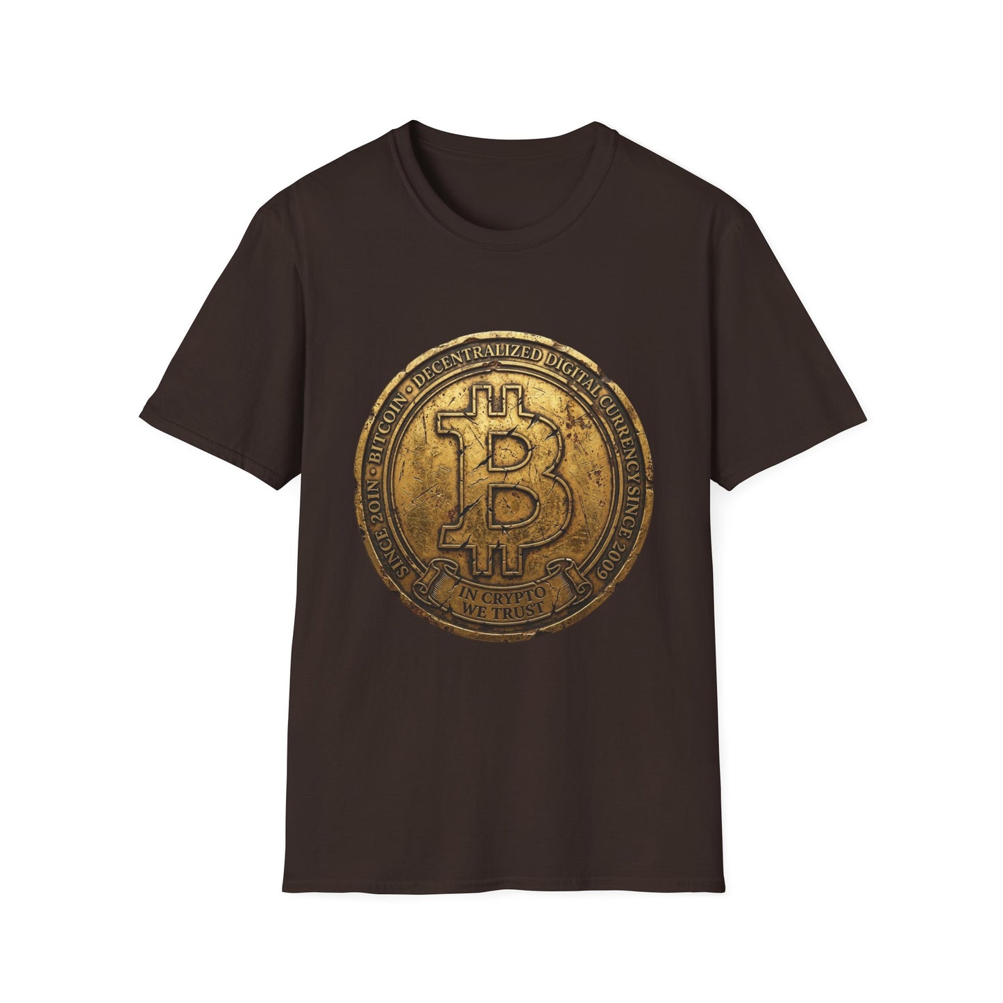 Bitcoin Coin Graphic T-Shirt — Vintage Gold Crypto Tee for Bitcoin Fans
