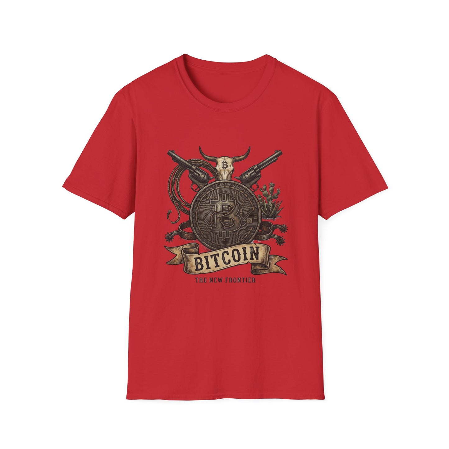 Bitcoin Western T-Shirt — "Bitcoin: The New Frontier" Vintage Crypto Tee