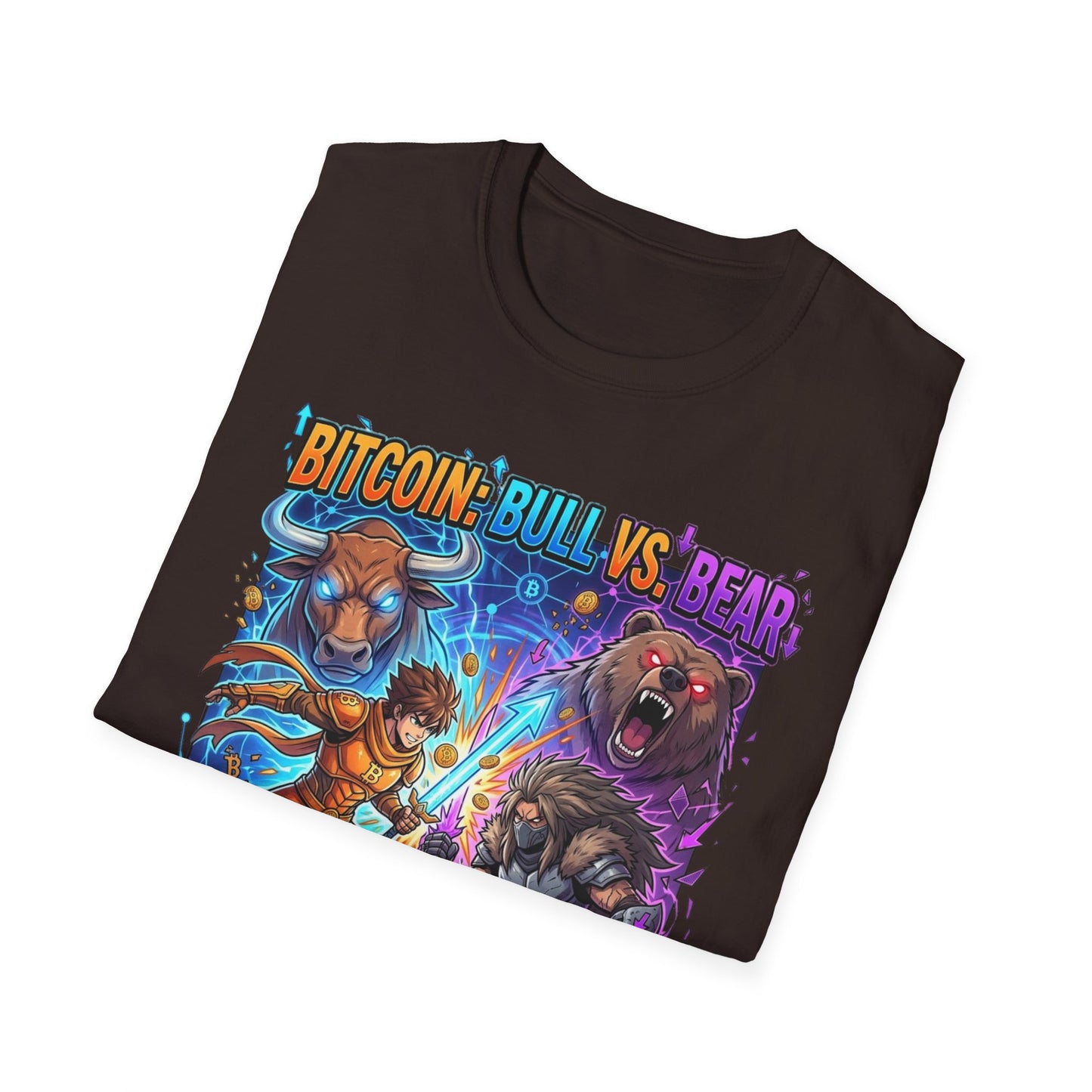 Bitcoin Bull vs Bear T-Shirt - 'The Decentralized Battle' Crypto Graphic Tee