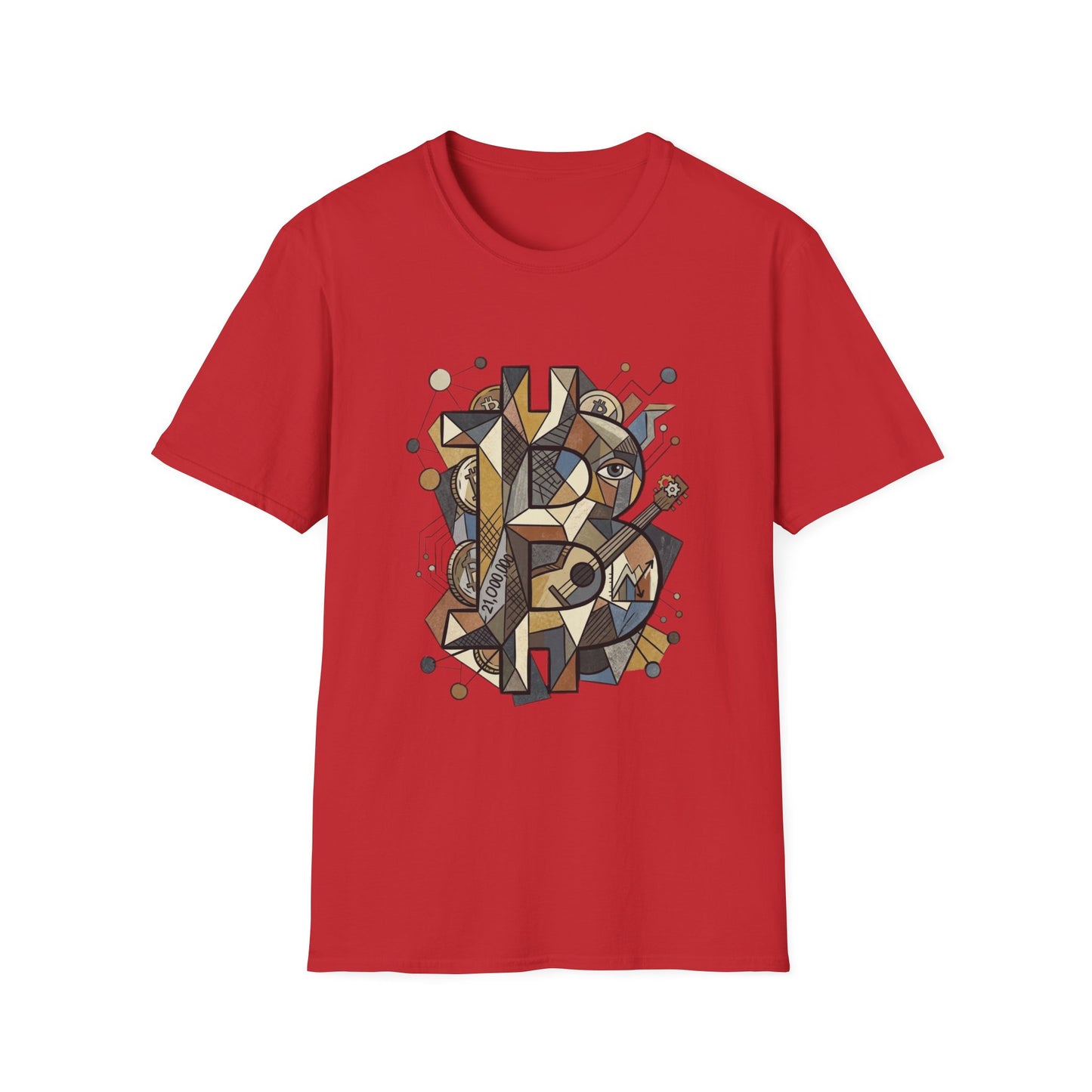 Abstract Geometric Bitcoin T-Shirt — Retro Music Art Tee