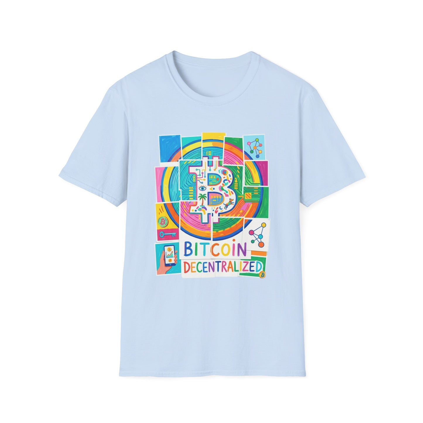 Bitcoin Decentralized Graphic T-Shirt — Colorful Crypto Logo Tee
