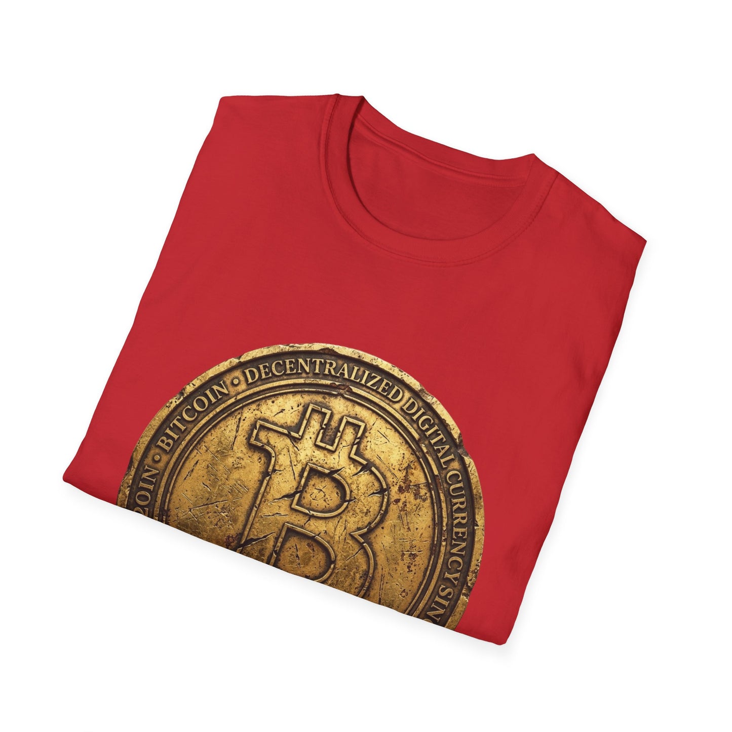 Bitcoin Coin Graphic T-Shirt — Vintage Gold Crypto Tee for Bitcoin Fans